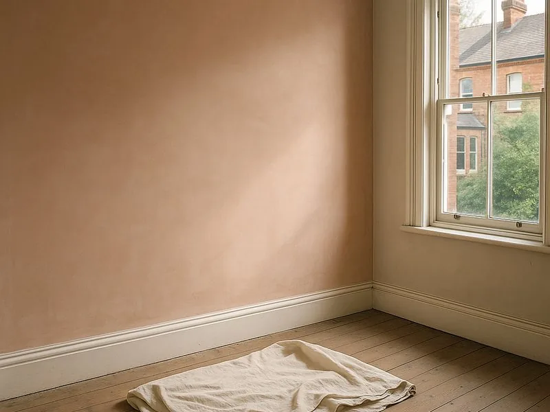 A freshly skimmed wall in a Walthamstow terrace, ready to paint